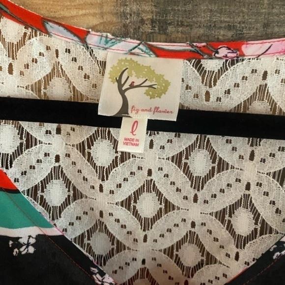 Anthropologie Fig and Flower Floral Blouse - Orange, Black, Green - Picture 5 of 8